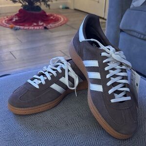 adidas Brown Suede Sneakers with White Accents